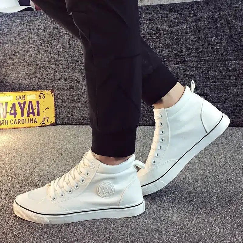 ZYYZYM Men Canvas Shoes Spring Autumn 2018 Lace-up High Style Black Fashion Flats Youth Students Shoes Hot Sale 21