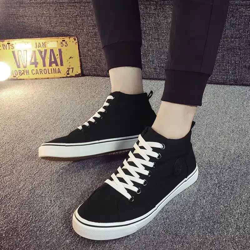 ZYYZYM Men Canvas Shoes Spring Autumn 2018 Lace-up High Style Black Fashion Flats Youth Students Shoes Hot Sale 25