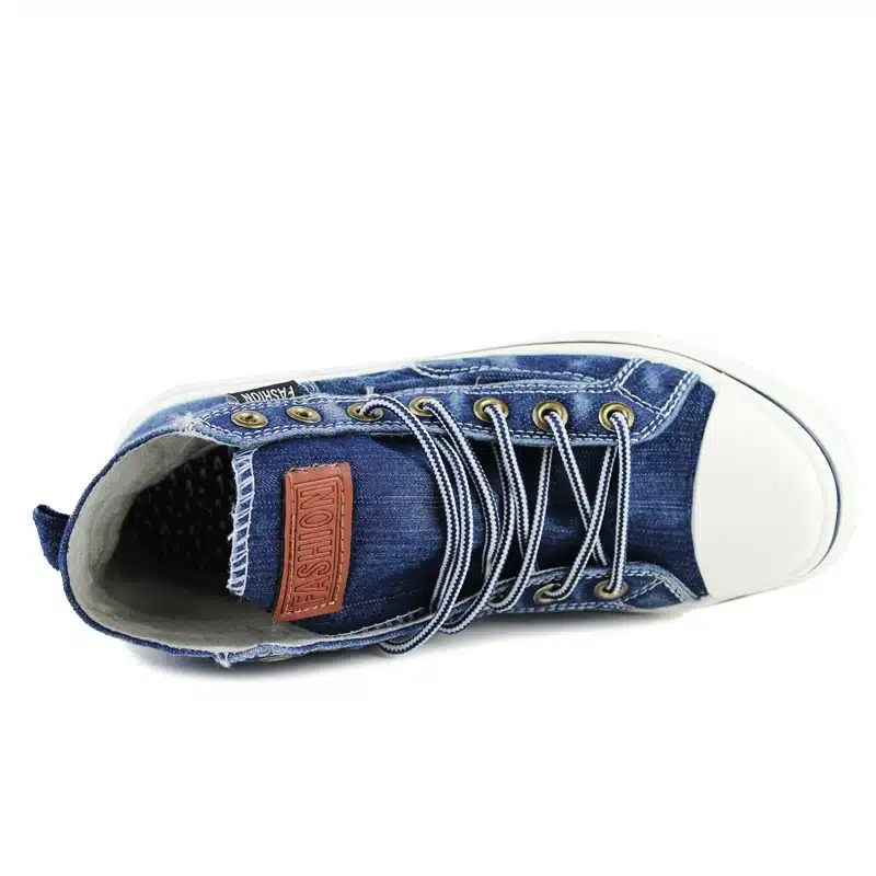Men Canvas Shoes Fashion High top Men's Breathable Canvas Lace up Vulcanize Shoes 15