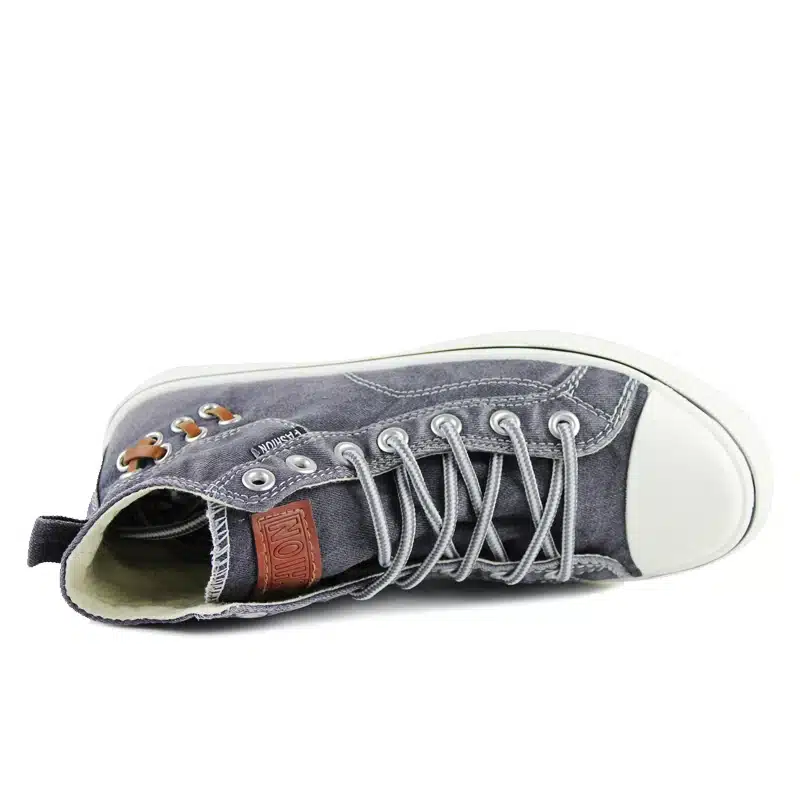 Men Canvas Shoes Fashion High top Men's Breathable Canvas Lace up Vulcanize Shoes 18