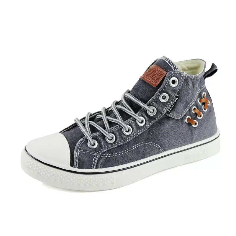 Men Canvas Shoes Fashion High top Men's Breathable Canvas Lace up Vulcanize Shoes 19