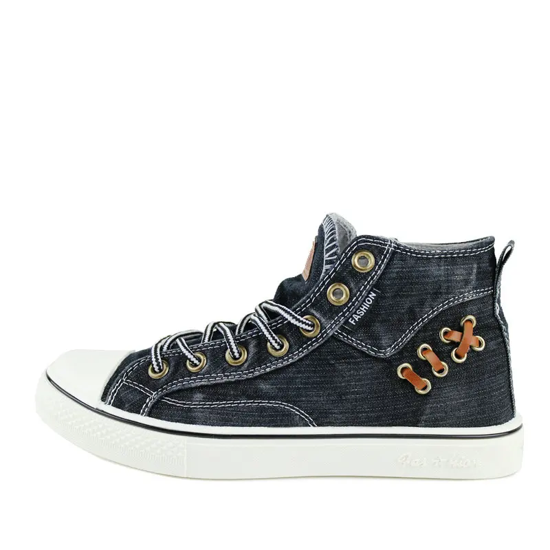 Men Canvas Shoes Fashion High top Men's Breathable Canvas Lace up Vulcanize Shoes 21