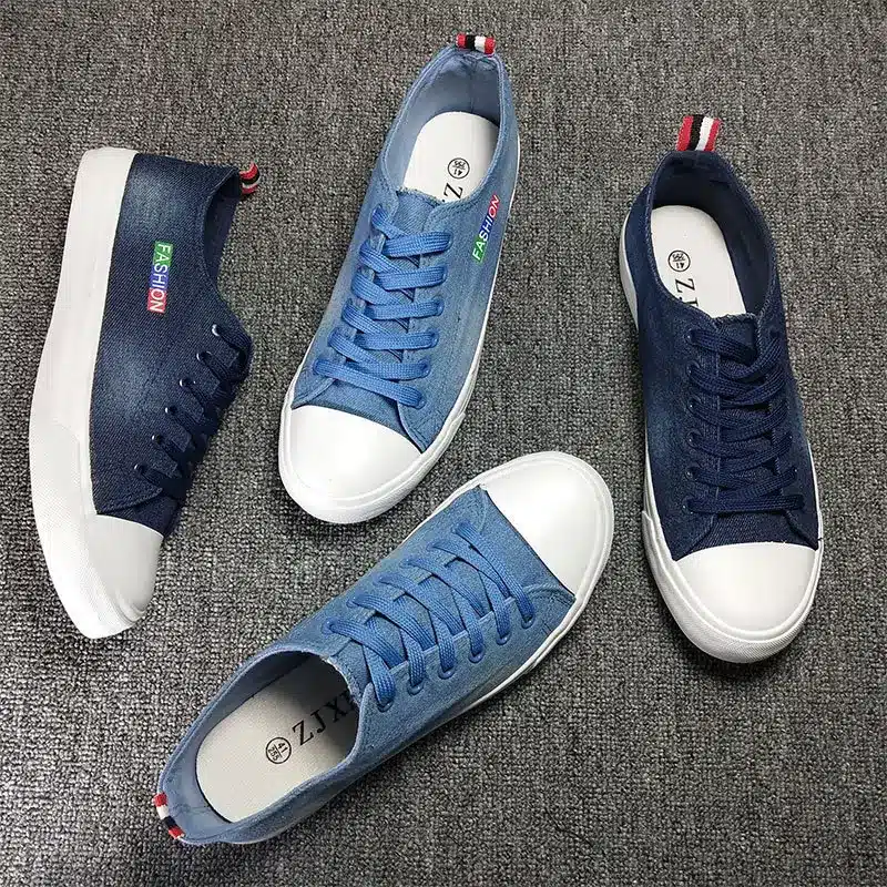 Fooraabo Fashion Mens Casual Shoes Spring Denim Canvas Shoes Breathable Men Shoes Casual Zapatos Hombre Male Summer Shoes 2