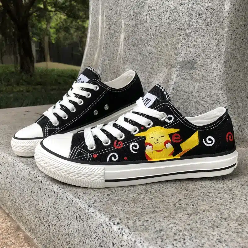 Wen Anime Shoes Hand Painted Shoes Custom Design Pokemon Pikachu Low Top Canvas Shoes for Men Women's Christmas Birthday Gifts 12