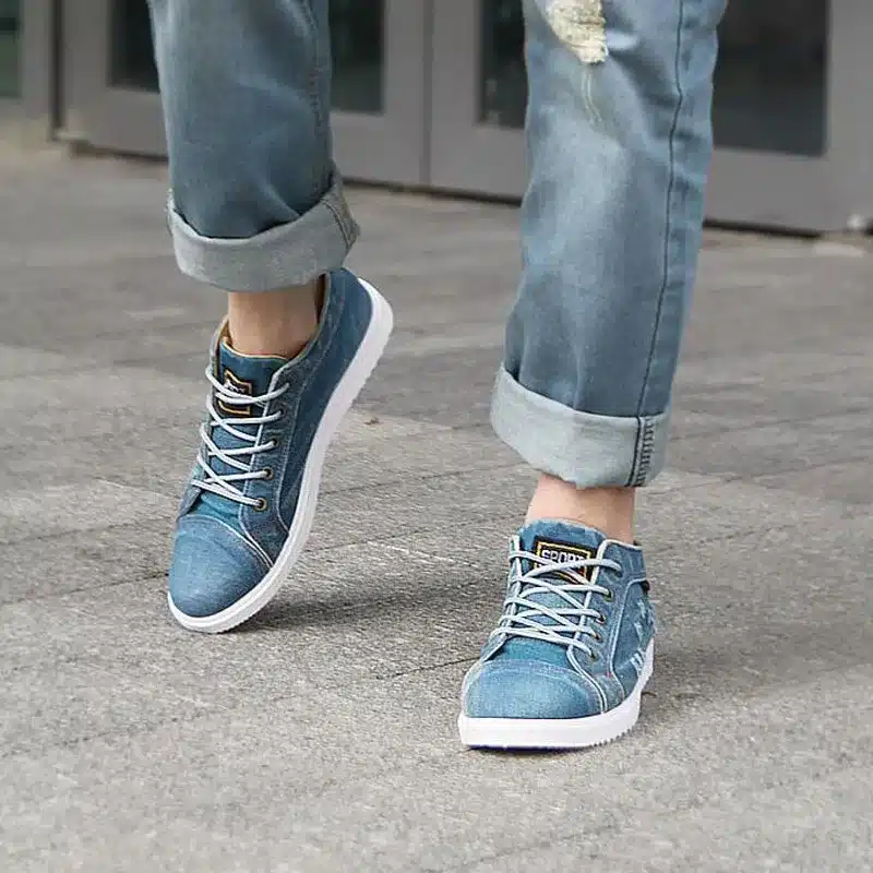 Tangnest Man Flats Broken-Hole Denim Casual Shoes Men Classic Vintage Canvas Shoes Men Fashion Lace Up Summer High Shoe XMF518 11