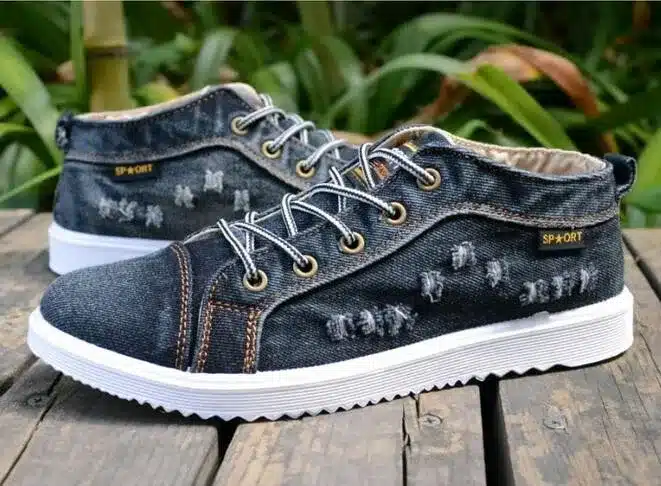 Tangnest Man Flats Broken-Hole Denim Casual Shoes Men Classic Vintage Canvas Shoes Men Fashion Lace Up Summer High Shoe XMF518 15