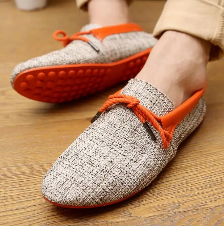 COVOYYAR 2018 Breathable Linen Men's Shoes Spring Summer Lace Up Soft Flats Man Casual Shoes Loafers Sizes 39-45 MFS732 4