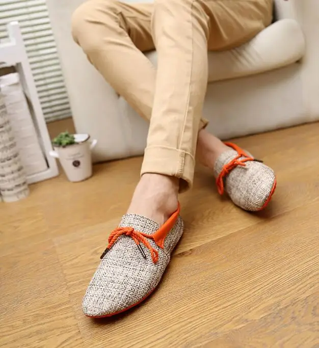 COVOYYAR 2018 Breathable Linen Men's Shoes Spring Summer Lace Up Soft Flats Man Casual Shoes Loafers Sizes 39-45 MFS732 5