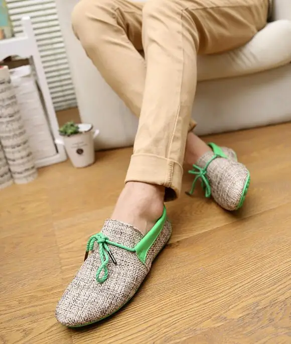 COVOYYAR 2018 Breathable Linen Men's Shoes Spring Summer Lace Up Soft Flats Man Casual Shoes Loafers Sizes 39-45 MFS732 8