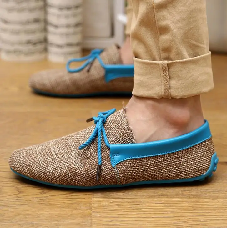 COVOYYAR 2018 Breathable Linen Men's Shoes Spring Summer Lace Up Soft Flats Man Casual Shoes Loafers Sizes 39-45 MFS732 9