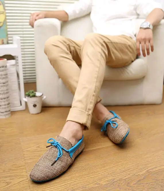 COVOYYAR 2018 Breathable Linen Men's Shoes Spring Summer Lace Up Soft Flats Man Casual Shoes Loafers Sizes 39-45 MFS732 11