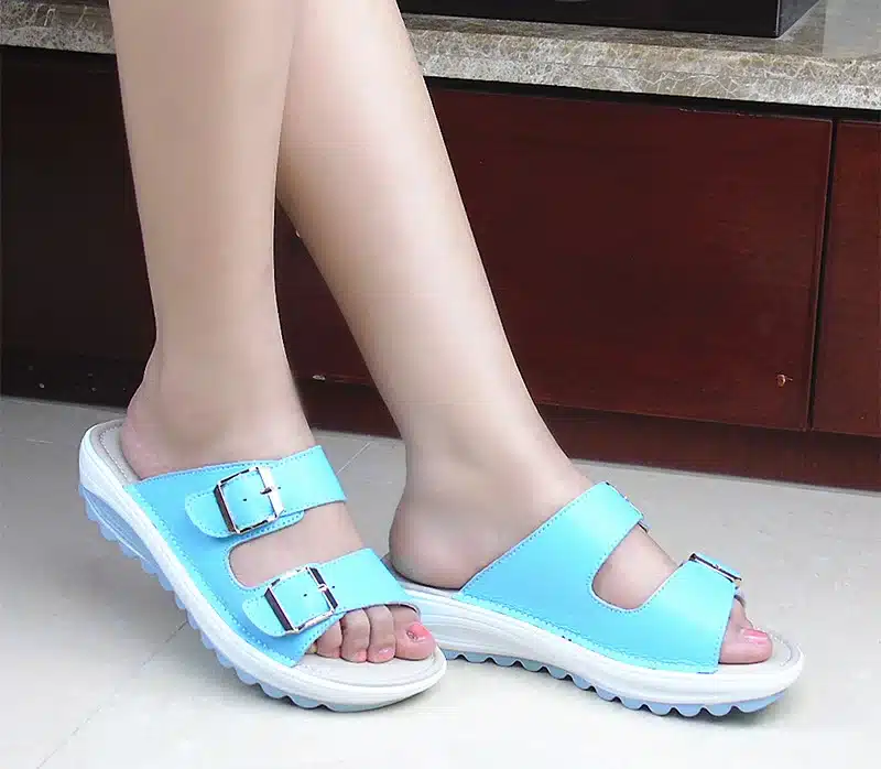 2017 Casual Women's Sandals Genuine Leather Summer Flats Shoes Women Platform Wedges Female Slides Beach Flip Flops Size 35-42 30