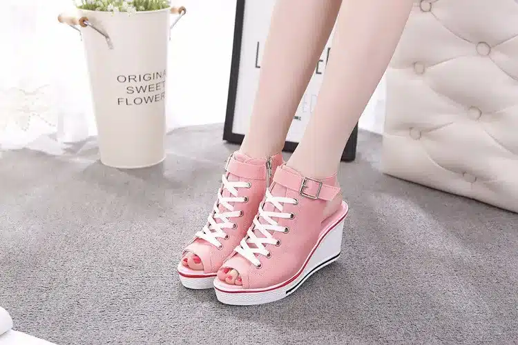 New Summer Wedges Canvas Shoes Woman Platform Sandals Ladies Open Toe Breathable Shoe Women Casual Shoes Platform Wedge Sandals 5