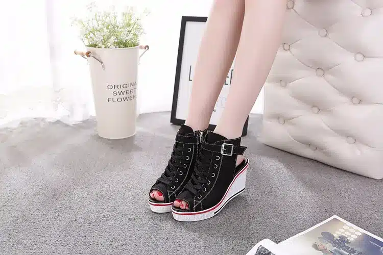 New Summer Wedges Canvas Shoes Woman Platform Sandals Ladies Open Toe Breathable Shoe Women Casual Shoes Platform Wedge Sandals 6