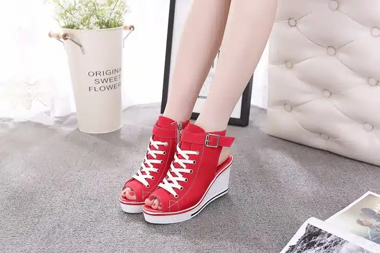 New Summer Wedges Canvas Shoes Woman Platform Sandals Ladies Open Toe Breathable Shoe Women Casual Shoes Platform Wedge Sandals 9