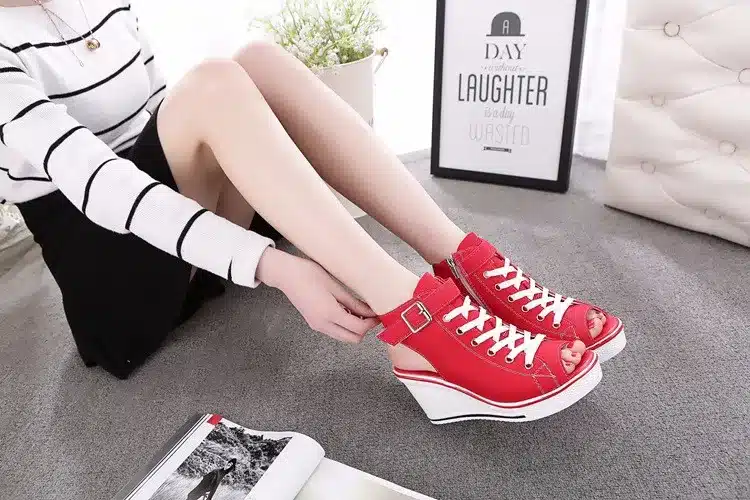New Summer Wedges Canvas Shoes Woman Platform Sandals Ladies Open Toe Breathable Shoe Women Casual Shoes Platform Wedge Sandals 10