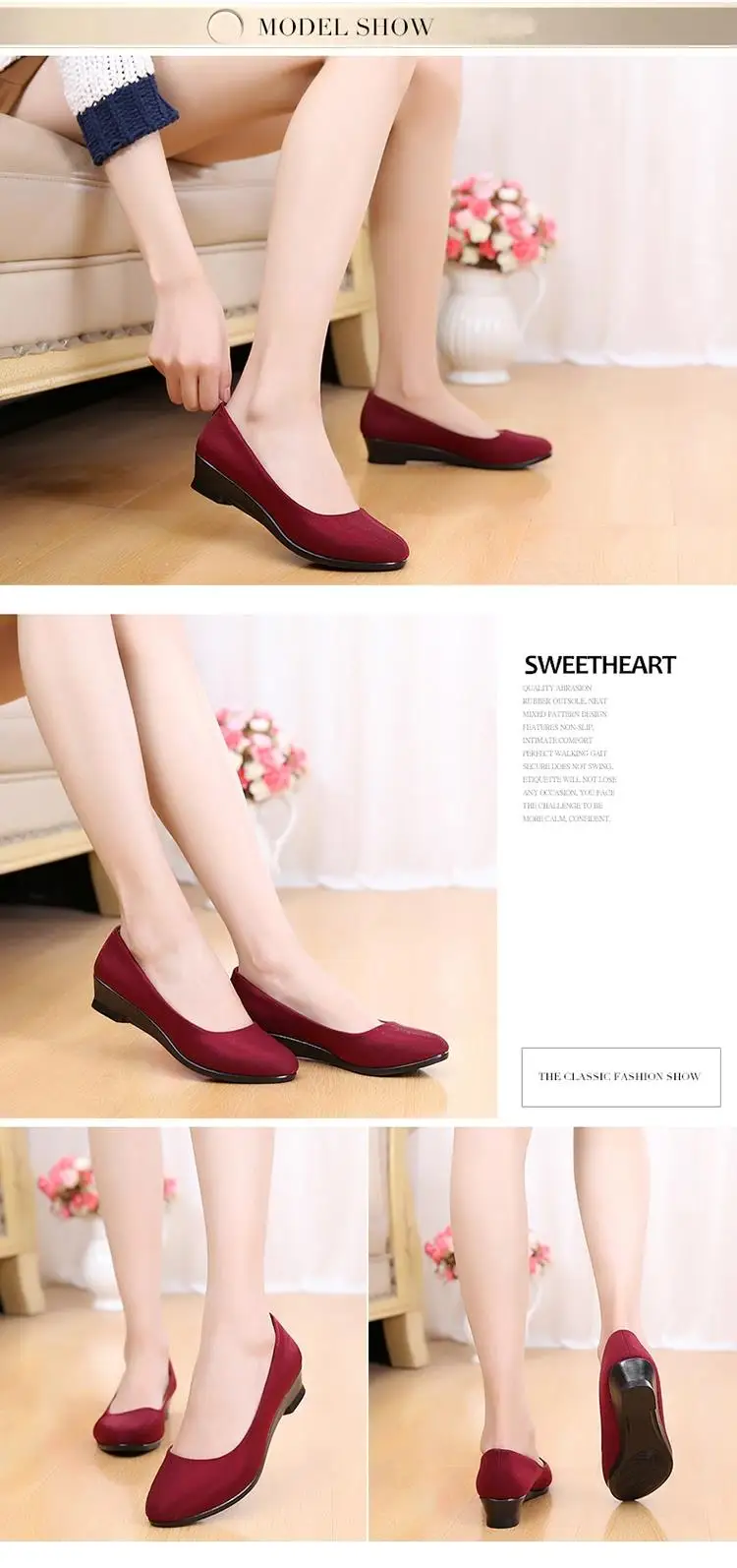 Women Ballet Shoes Women Wedges Shoes for Work Cloth Sweet Loafers Slip On Women's Pregnant Wedges Shoes Oversize Boat Shoes 2