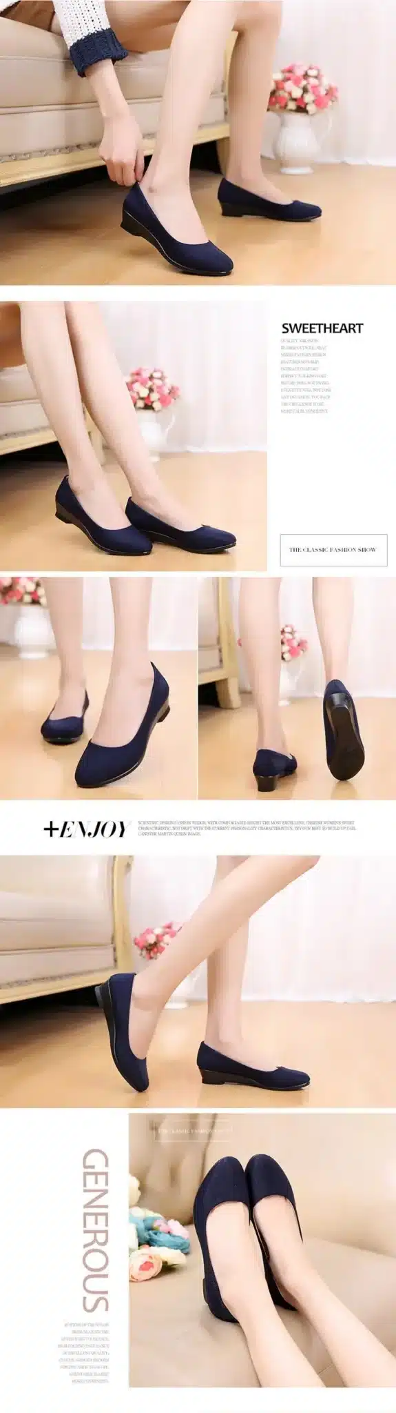 Women Ballet Shoes Women Wedges Shoes for Work Cloth Sweet Loafers Slip On Women's Pregnant Wedges Shoes Oversize Boat Shoes 3