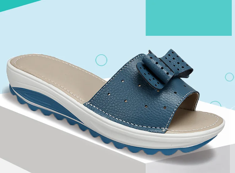2017 New Women's Sandals Cow Leather Women Flats Shoes Platform Wedges Female Slides Beach Flip Flops Summer Shoe Lady 35-42 11