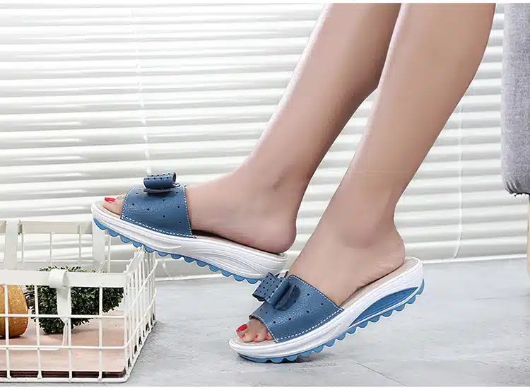 2017 New Women's Sandals Cow Leather Women Flats Shoes Platform Wedges Female Slides Beach Flip Flops Summer Shoe Lady 35-42 24