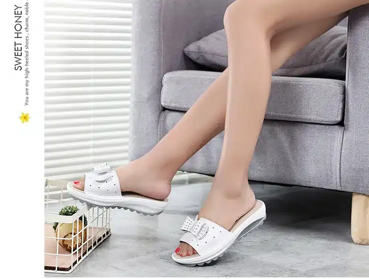2017 New Women's Sandals Cow Leather Women Flats Shoes Platform Wedges Female Slides Beach Flip Flops Summer Shoe Lady 35-42 26