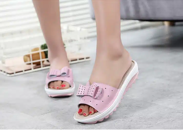 2017 New Women's Sandals Cow Leather Women Flats Shoes Platform Wedges Female Slides Beach Flip Flops Summer Shoe Lady 35-42 30