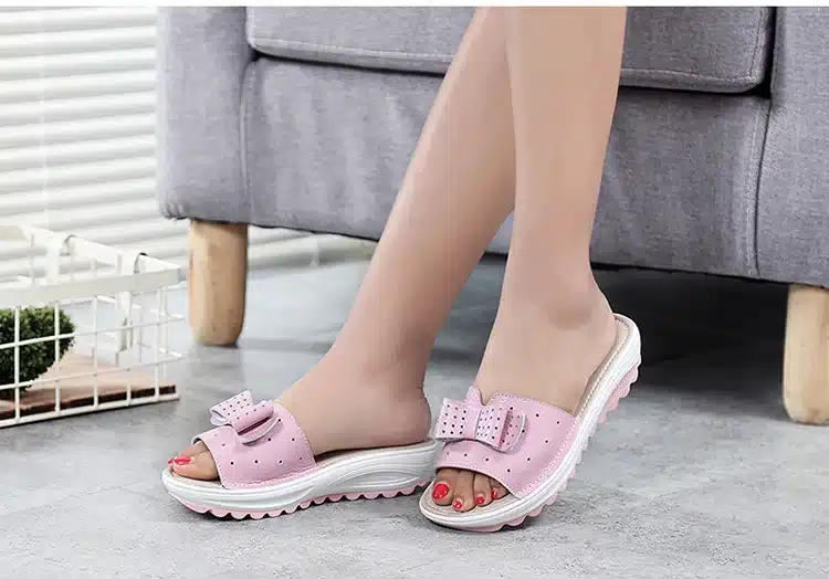 2017 New Women's Sandals Cow Leather Women Flats Shoes Platform Wedges Female Slides Beach Flip Flops Summer Shoe Lady 35-42 31