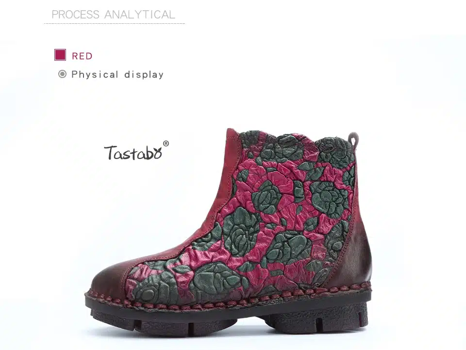 Tastabo Folk Style Martin Boots Genuine Leather Ankle Shoes Vintage Mom Women Shoes Retro Handmade Boots For Women 17