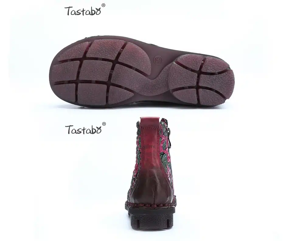Tastabo Folk Style Martin Boots Genuine Leather Ankle Shoes Vintage Mom Women Shoes Retro Handmade Boots For Women 19