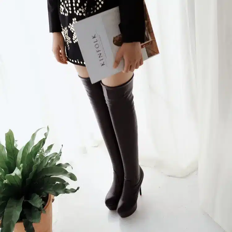 Plus Size 35-46 European American Women Boots Autumn Platform Thin Ultra High Heel Long Boot Shoes Ladies Over Knee-High Boots 7