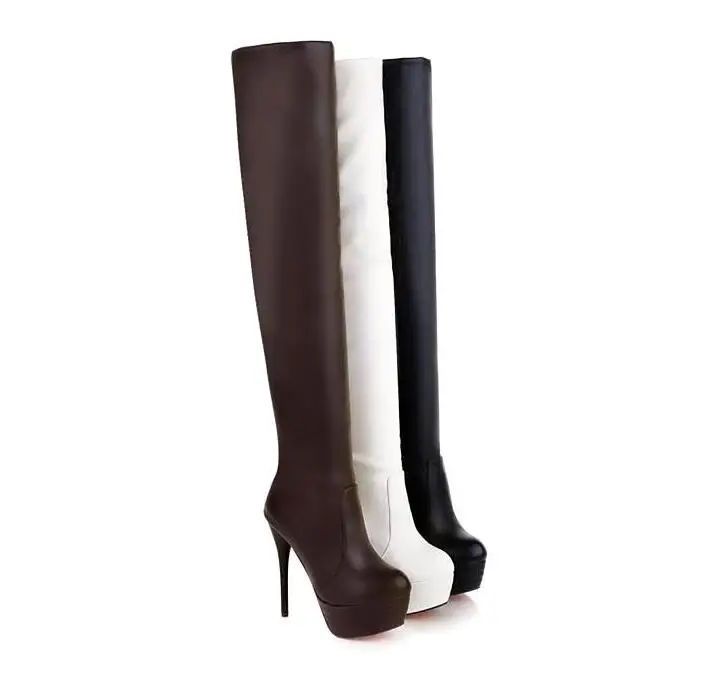 Plus Size 35-46 European American Women Boots Autumn Platform Thin Ultra High Heel Long Boot Shoes Ladies Over Knee-High Boots 12
