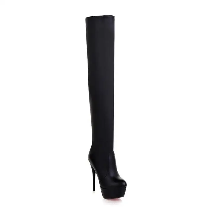 Plus Size 35-46 European American Women Boots Autumn Platform Thin Ultra High Heel Long Boot Shoes Ladies Over Knee-High Boots 13