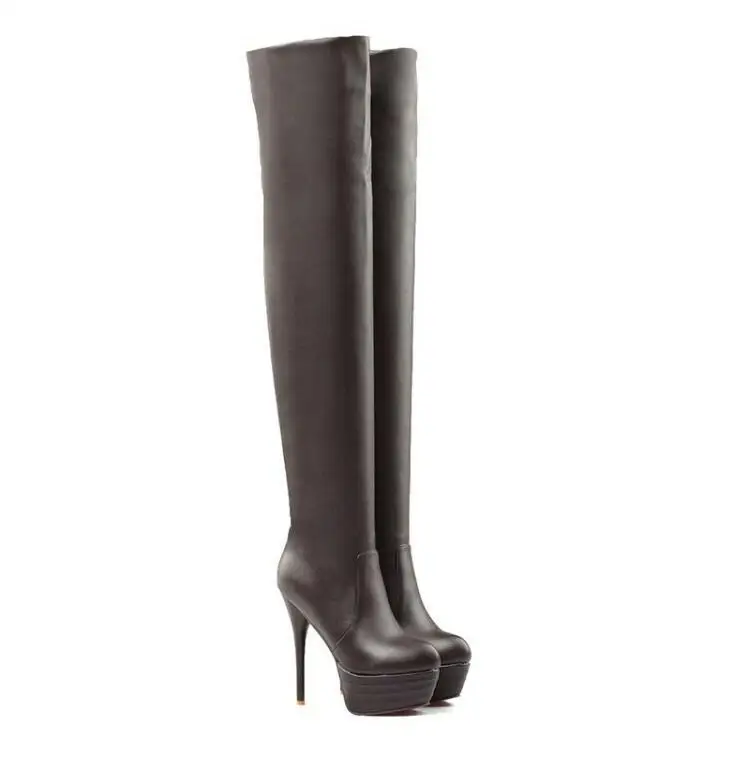 Plus Size 35-46 European American Women Boots Autumn Platform Thin Ultra High Heel Long Boot Shoes Ladies Over Knee-High Boots 17