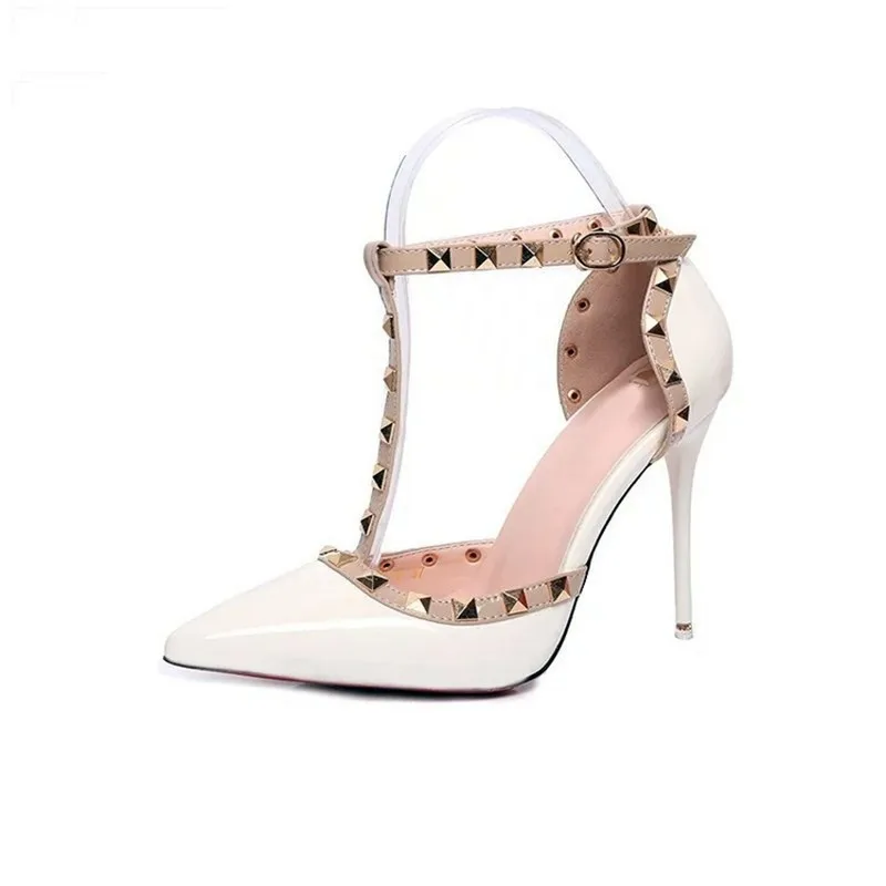 HOT Pumps 2017 Women's shoes Summer style fashion female sandals rivet Metal decoration pu leather style women high heels 2
