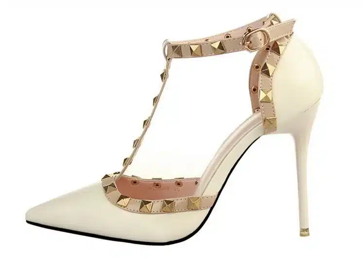 HOT Pumps 2017 Women's shoes Summer style fashion female sandals rivet Metal decoration pu leather style women high heels 5