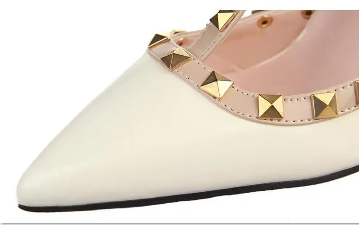 HOT Pumps 2017 Women's shoes Summer style fashion female sandals rivet Metal decoration pu leather style women high heels 9