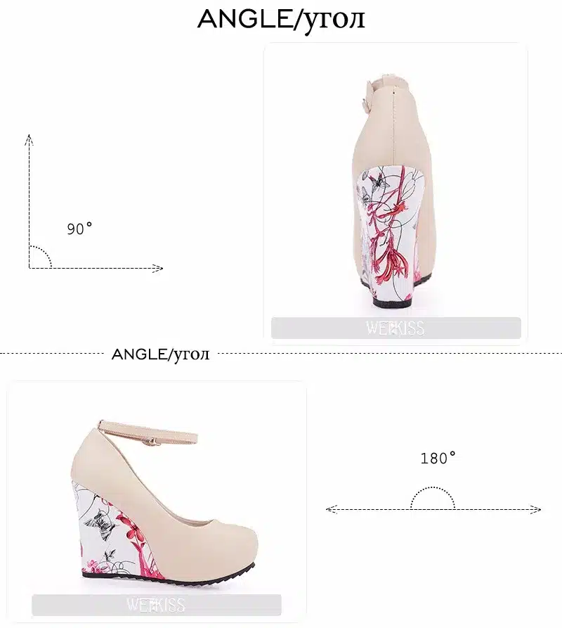 WETKISS Fashion Ankle Strap High Wedges Platform Pumps For Women Casual Elegant Flower Print Wedges Platform Shoes mary jane 13