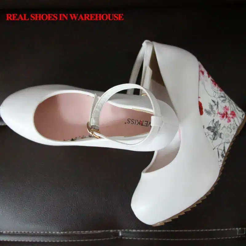 WETKISS Fashion Ankle Strap High Wedges Platform Pumps For Women Casual Elegant Flower Print Wedges Platform Shoes mary jane 26