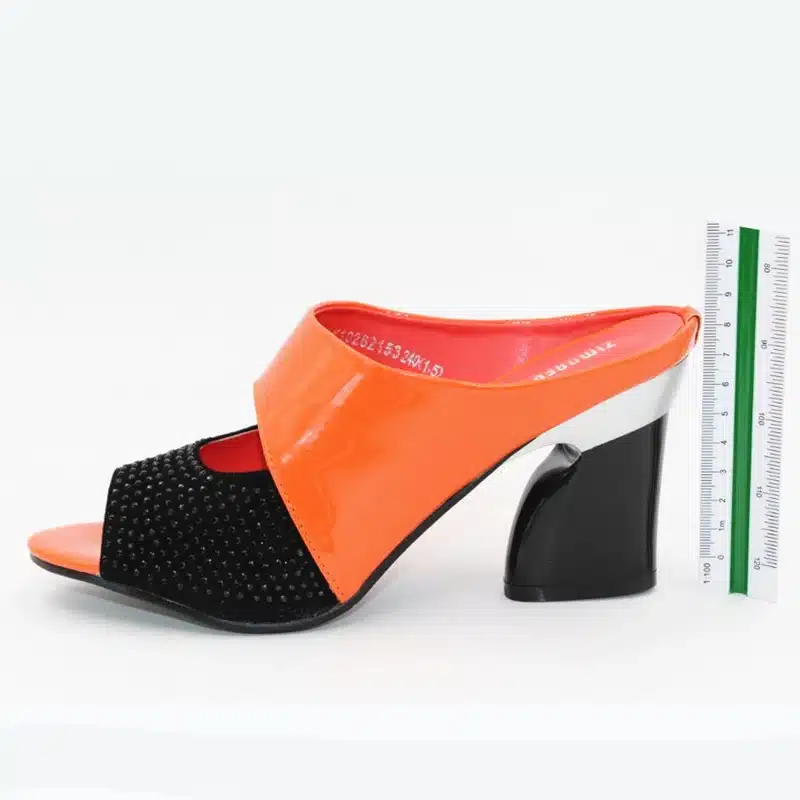 ZIMNAFR brand 2017 hot sale women genuine leather slippers rhinestone thick high-heeled sandals open toe plus szie 34-42 4
