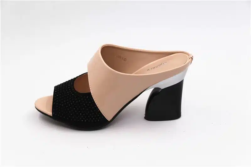 ZIMNAFR brand 2017 hot sale women genuine leather slippers rhinestone thick high-heeled sandals open toe plus szie 34-42 13