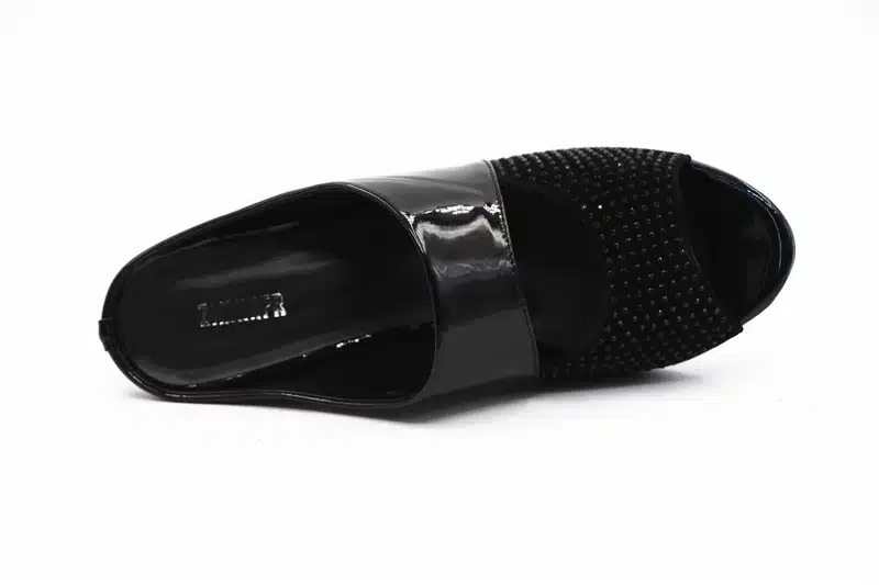 ZIMNAFR brand 2017 hot sale women genuine leather slippers rhinestone thick high-heeled sandals open toe plus szie 34-42 19