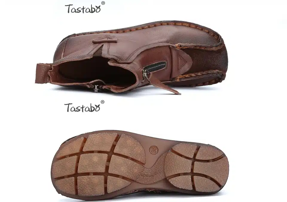 Tastabo Genuine Leather Ankle Boots Velvet Handmade Lady soft Flat shoes comfortable Casual Moccasins Women's shoes 20