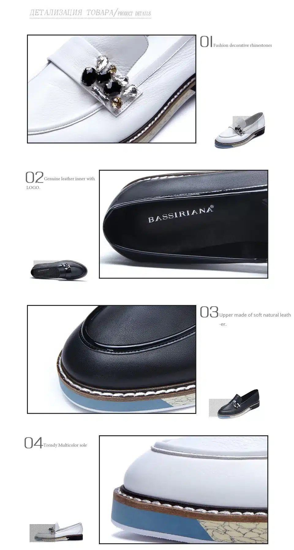 Leather shoes woman 2017 Spring Autumn Blue Black Brown Round Toe Casual shoes for women Basic model Free shipping BASSIRIANA 4