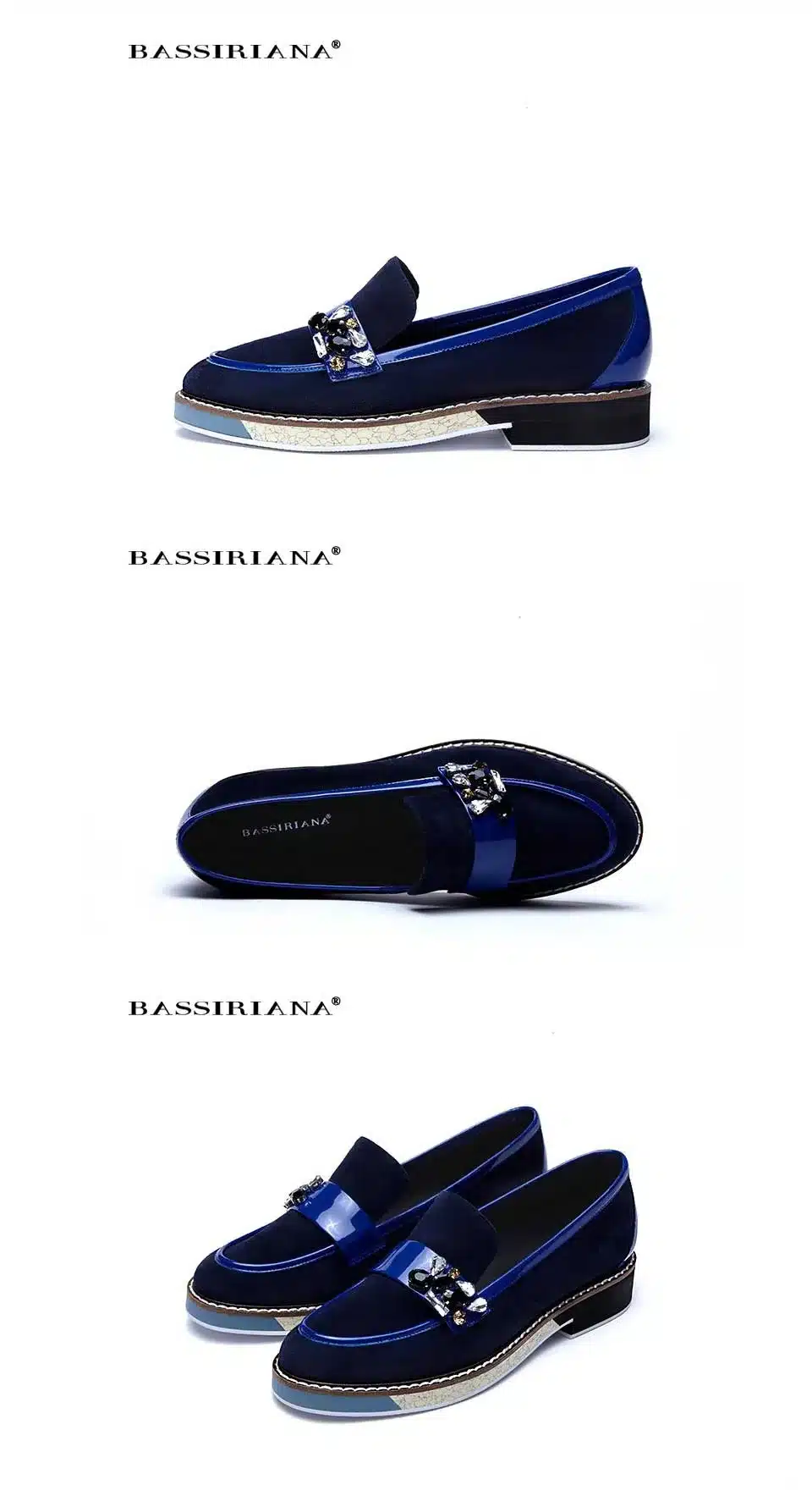Leather shoes woman 2017 Spring Autumn Blue Black Brown Round Toe Casual shoes for women Basic model Free shipping BASSIRIANA 7
