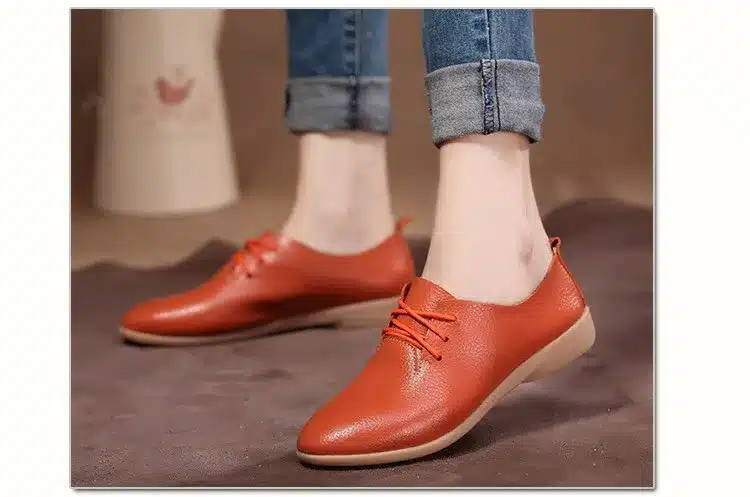 Casual Ballet Shoes Women Soft Genuine Leather Women's Loafers Slip On Woman Flats Shoe Flexible Peas Footwear Large Size 35-41 6