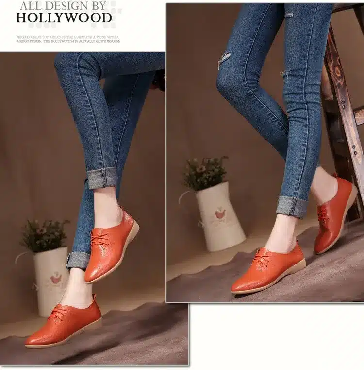 Casual Ballet Shoes Women Soft Genuine Leather Women's Loafers Slip On Woman Flats Shoe Flexible Peas Footwear Large Size 35-41 7