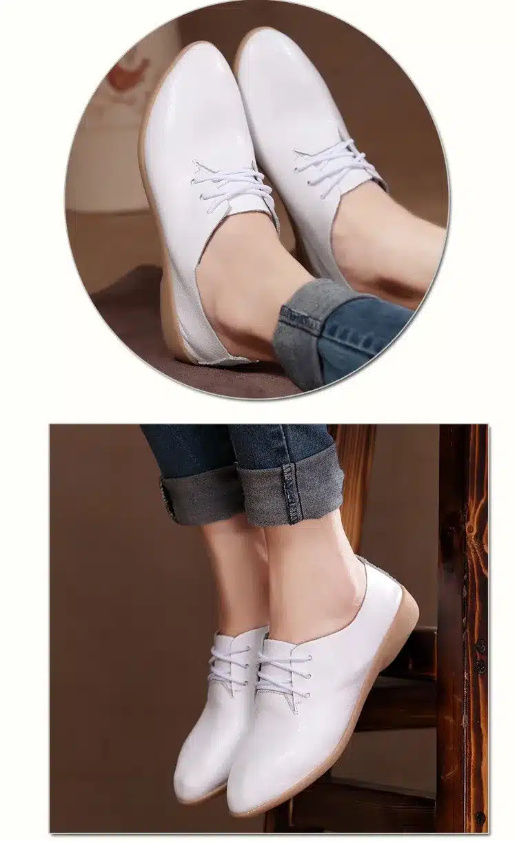 Casual Ballet Shoes Women Soft Genuine Leather Women's Loafers Slip On Woman Flats Shoe Flexible Peas Footwear Large Size 35-41 12