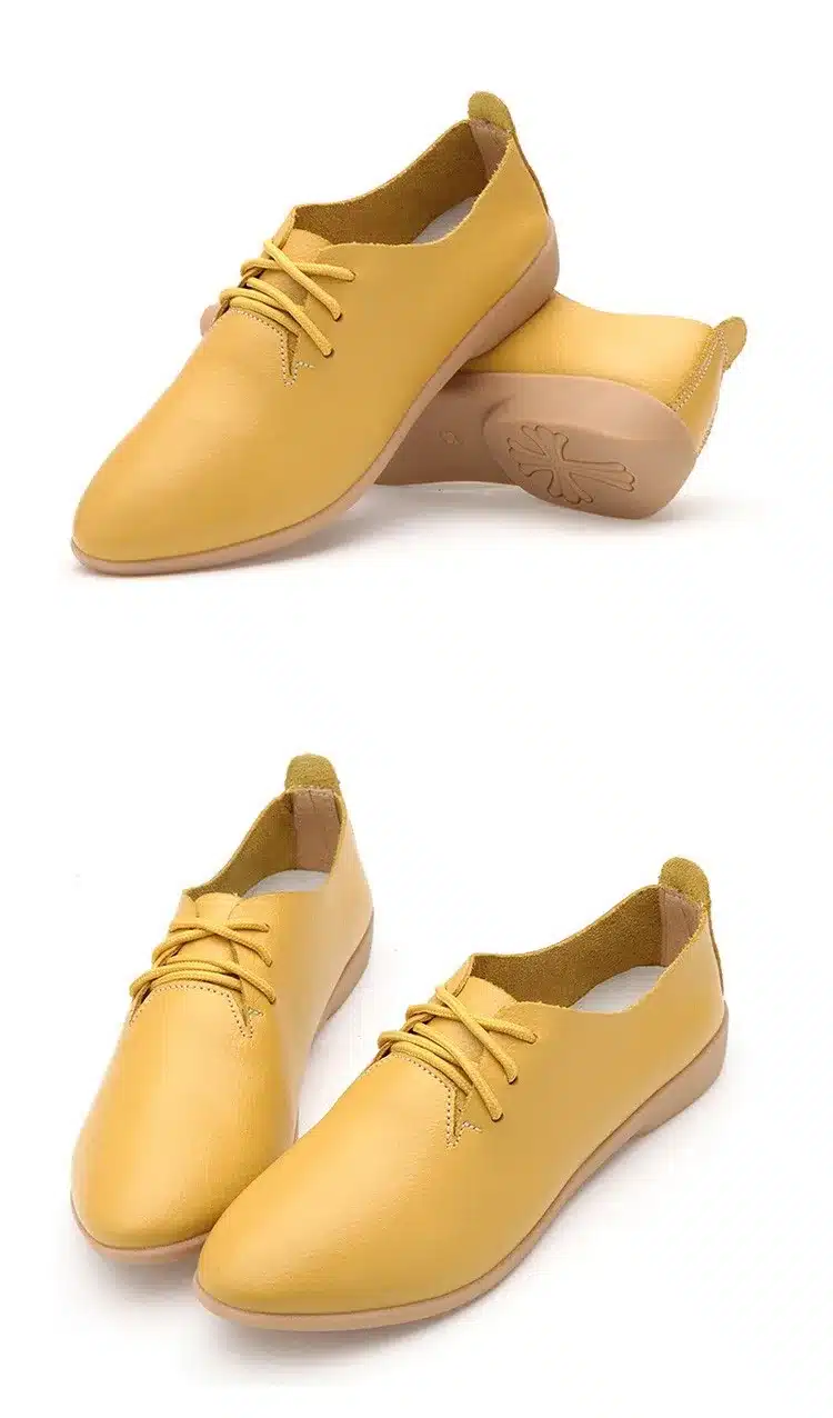 Casual Ballet Shoes Women Soft Genuine Leather Women's Loafers Slip On Woman Flats Shoe Flexible Peas Footwear Large Size 35-41 19