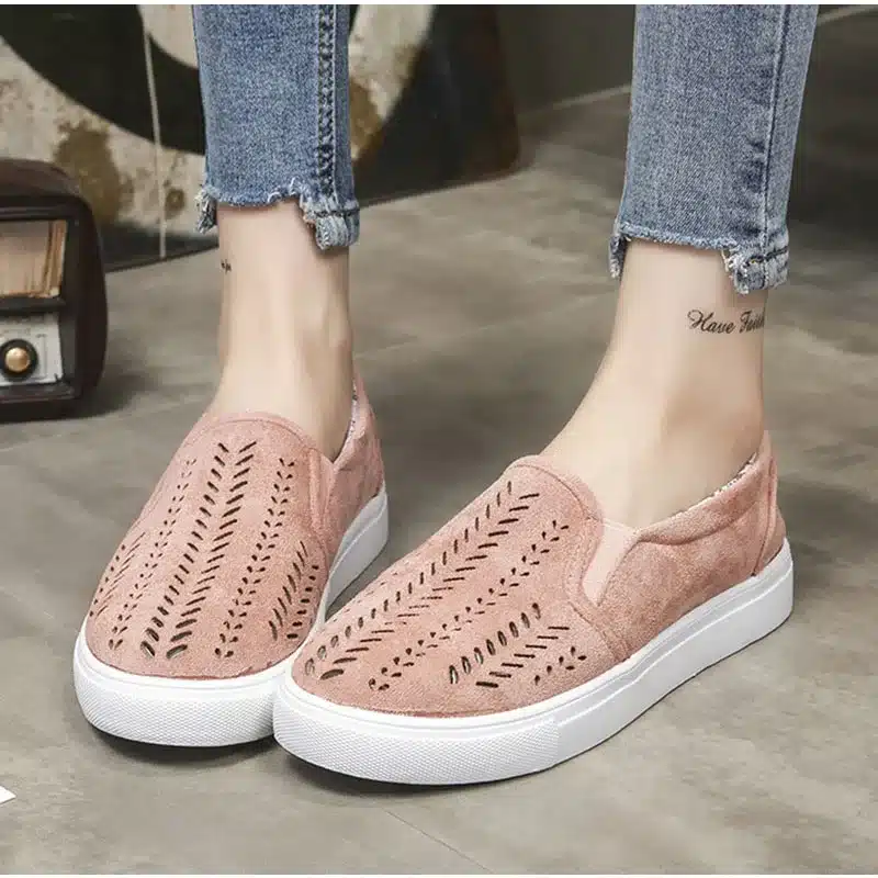 MCCKLE 2018 Women's Vulcanize Cut-outs Flat Brand Slip-on Platform Elastic Band Ladies Style Loafers Flock Woman Female Shoes 12