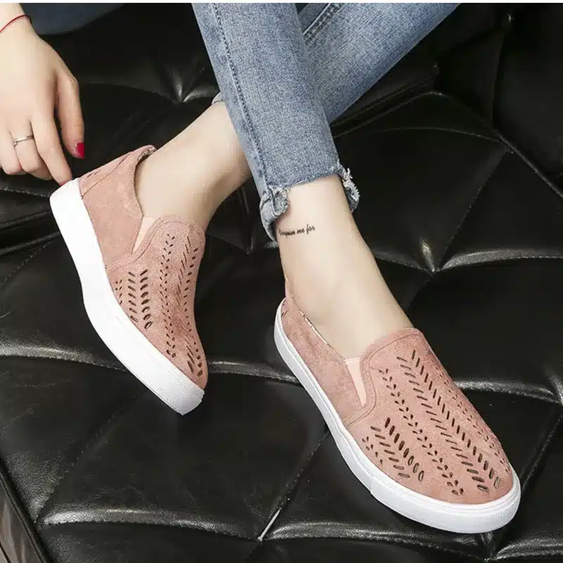 MCCKLE 2018 Women's Vulcanize Cut-outs Flat Brand Slip-on Platform Elastic Band Ladies Style Loafers Flock Woman Female Shoes 13
